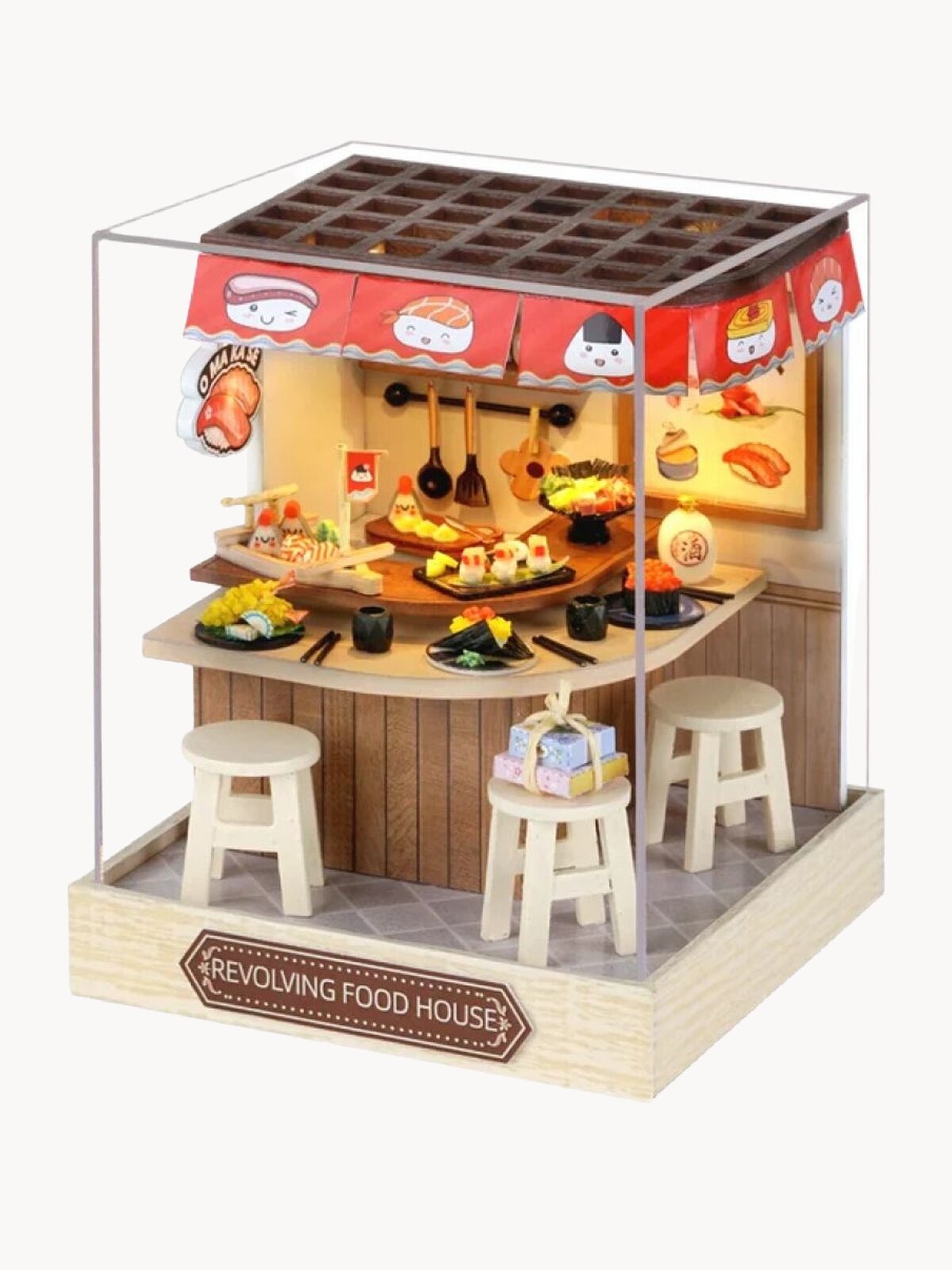 Интерьерный конструктор румбокс "Японское кафе", с подсветкой и манеки-неко