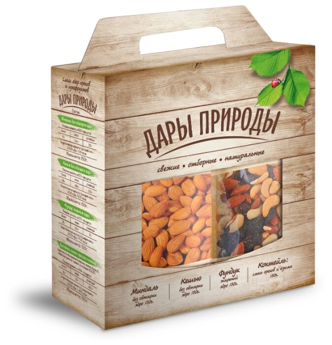 Купить Набор орехов и сухофруктов "Дары природы" подарочный 600 г по низкой цене с доставкой из Яндекс.Маркета (бывший Беру)