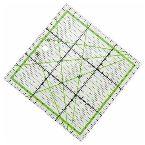 Линейка для пэчворка 15х15 см, акриловая 3 мм / Линейка закройщика