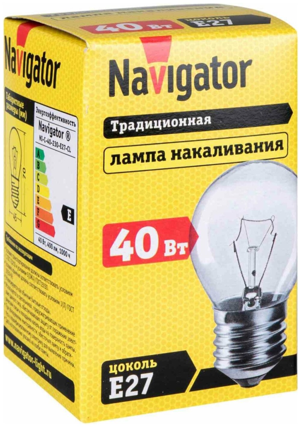 94310 NI-C-40-230-E27-CL лампа накал. Упаковка (10 шт.) Navigator - фото №4