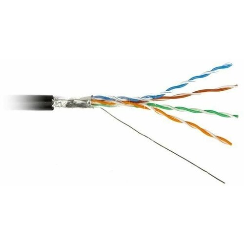 Кабель витая пара F/UTP кат.5E 4х2х24AWG solid PE Outdoor FUTP4-C5E-S24-OUT-PE-BK-500 черн. (м) Hyperline 49110