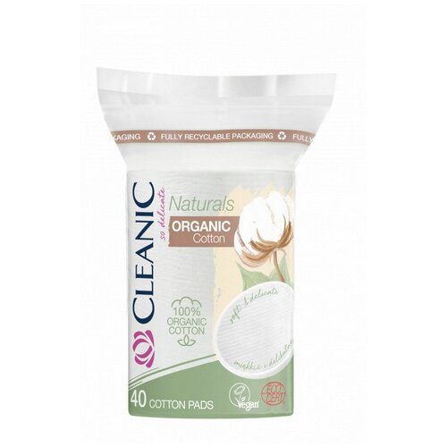 CLEANIC Ватные диски овальные Naturals Organic Cotton 40 шт. ватные диски cleanic ватные диски naturals organic cotton с веревочкой