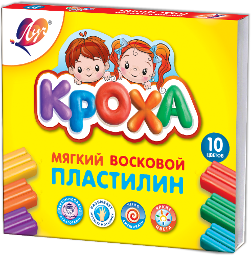 Пластилин мягкий восковой "Кроха" 10 цветов