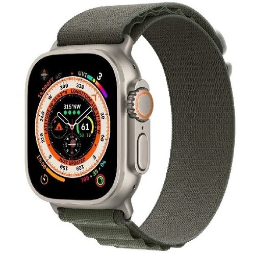 Умные часы Apple Watch Ultra 49 мм Titanium Case Cellular, титановый/зеленый Alpine Loop, L