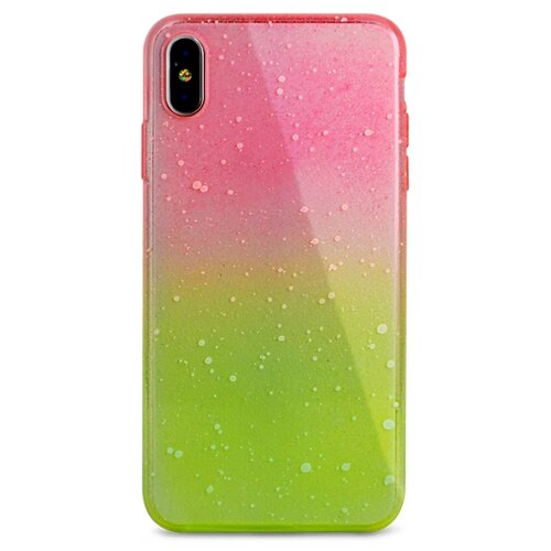 фото Силиконовый чехол для iphone x / xs блестки (оранжево-салатовый) pastila
