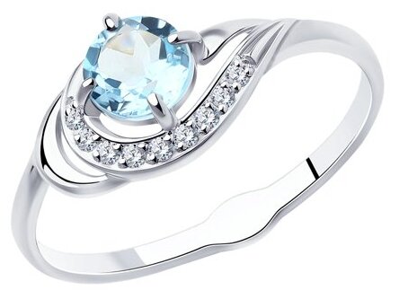 Кольцо Diamant, серебро, 925 проба, топаз, фианит, размер 17, белый