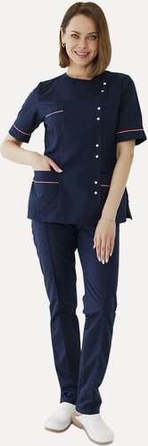 Изображение товара Медицинский костюм женский "Элина" цвет т-синий/лаванда, размер 48/50