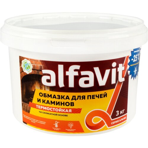 Обмазка для печей и каминов Alfavit серия Альфа, белая, 3 кг