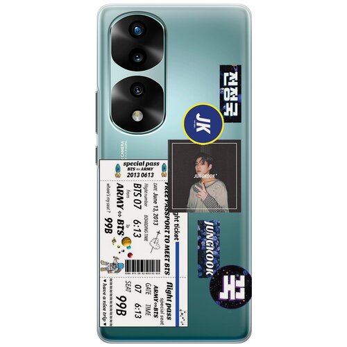 Силиконовый чехол с принтом BTS Stickers для Honor 70 Pro / Honor 70 Pro+ / Хонор 70 / 70 Про Плюс матовый soft touch силиконовый чехол на honor 70 pro honor 70 pro хонор 70 70 про плюс с 3d принтом 2007 w черный