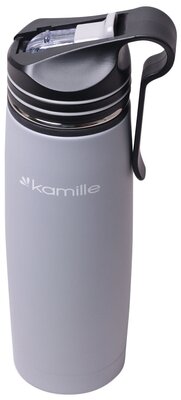 Термос-Бутылка спортивная 500 мл. Kamille KM-2058 из нержавеющей стали с трубочкой и клипсой (2058 / серый)
