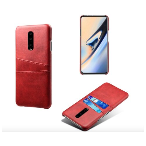 фото Чехол панель-накладка mypads для oppo reno из качественной импортной кожи с визитницей с отделением для банковских карт мужской женский красный