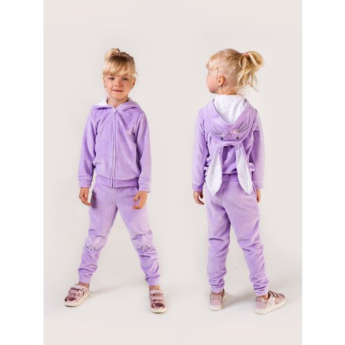 Комплект одежды Fluffy Bunny, толстовка и брюки, спортивный стиль, размер 104, фиолетовый