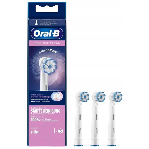 Набор насадок Oral-B Sensitive Clean для вибрационной щетки, белый, 3 шт. насадка щетка oral b набор из 2 шт oral b sensitive clean ultrathin eb60 для деликатной чистки