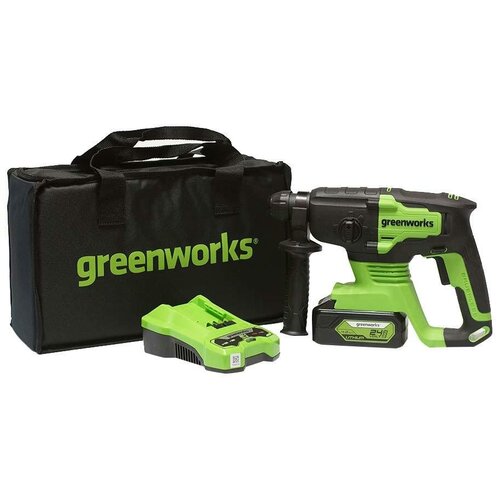 Перфоратор аккумуляторный Greenworks GD24SDS2K4 (3803007UB) 2 Дж 24В 1х4Ач Li-Ion SDS-plus с АКБ и ЗУ