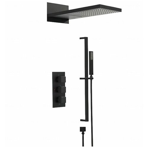 Черный душевой комплект с термостатом Feramolli BL7070