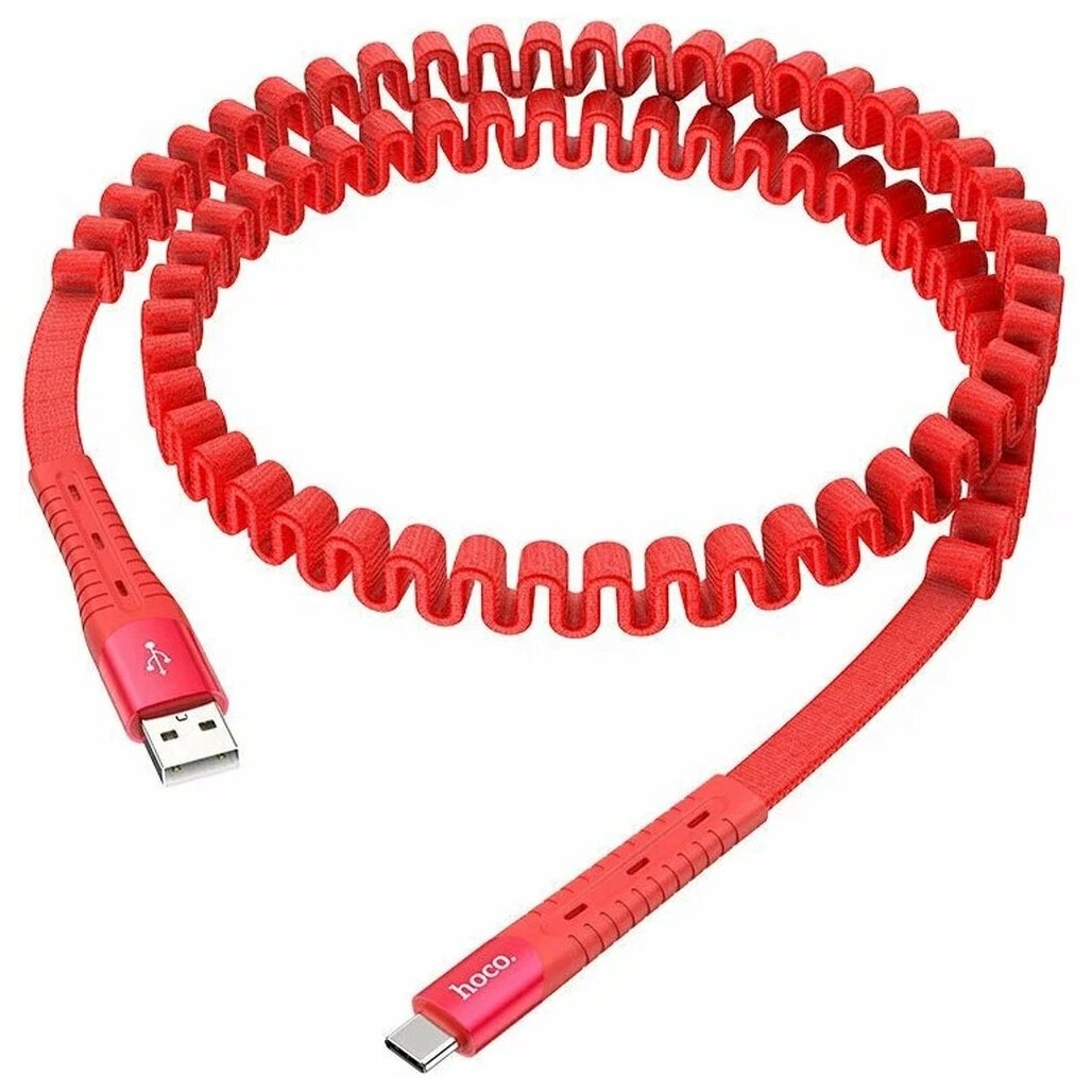 Кабель USB HOCO U78 Cotton USB - Type-C 2.4А 1.2 м красный