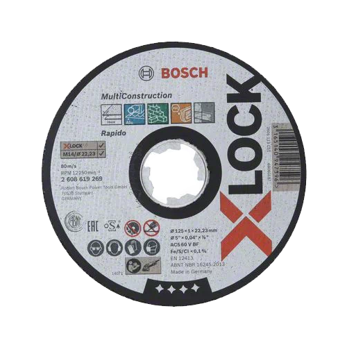 Диск отрезной BOSCH X-LOCK Multi Material 125x1x22.23 прямой