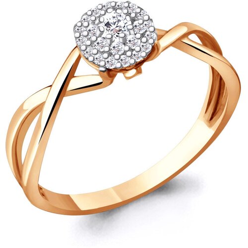 фото Золотое кольцо aquamarine 963124к с бриллиантом diamant-online