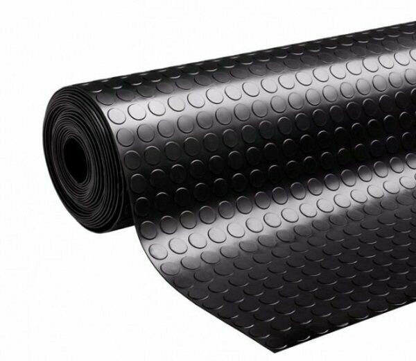 Резиновая рулонная дорожка Rubber Matting 1,2x2 м h3 мм "Круг" ("Монетка") (черная)