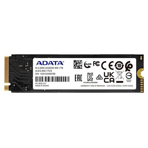 Твердотельный накопитель ADATA 1 ТБ M.2 ALEG-850-1TCS накопитель ssd m 2 2280 micron mtfdkba1t0tfh 1bc1aabyy 3400 1tb pci e gen4 x4 tlc 6600 5000 mb s 630k 700k iops mttf 2m