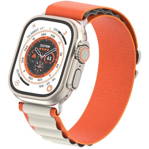 Ремешок для умных часов Apple Watch (Эпл Вотч) 42/44/45/49mm InnoZone Alpine Loop, оранжевый/белый, нейлоновый