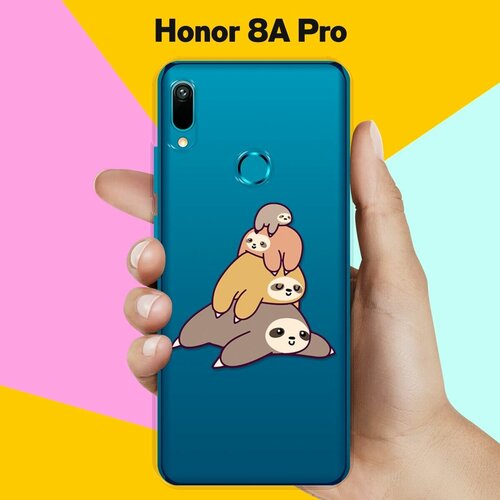 Силиконовый чехол 4 ленивца на Honor 8A Pro