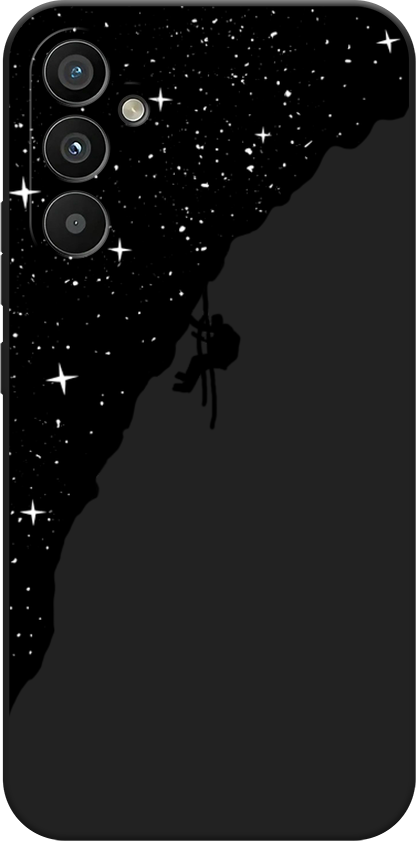 Матовый силиконовый чехол на Samsung Galaxy A34 / Самсунг Галакси A34 Скалолаз в космосе, черный