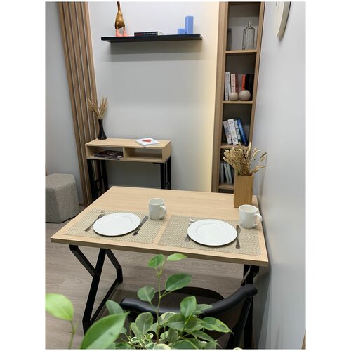 Стол обеденный RUBY VOLT, кухонный стол, нераскладной стол (Дуб) 120х65, ножки металл 40х20 ручной работы.