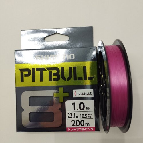 Плетеный шнур Shimano Pitbull 8+ 200 м PE (# 1/0,165 мм) Traceable Pink