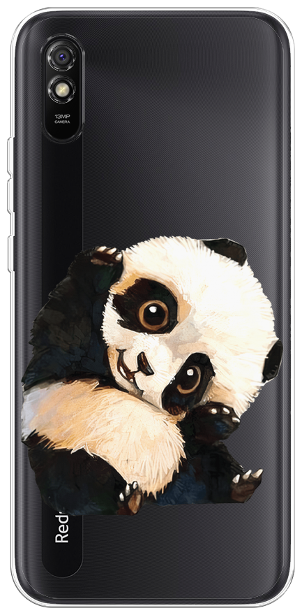 Силиконовый чехол на Xiaomi Redmi 9A / Сяоми Редми 9А "Большеглазая панда", прозрачный
