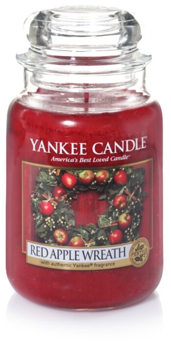 Yankee Candle / Свеча большая в стеклянной банке Венок из из красных яблок Red Apple Wreath 623 гр / 110-150 часов