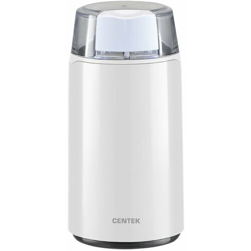 Кофемолка Centek CT-1360 White (белый) 250Вт, 45 г, 5 чашек ароматного кофе, прозрачная крышка кофемолка centek ct 1358 black черн 200вт 60 г 6 чашек ароматного кофе прозрачная крышка