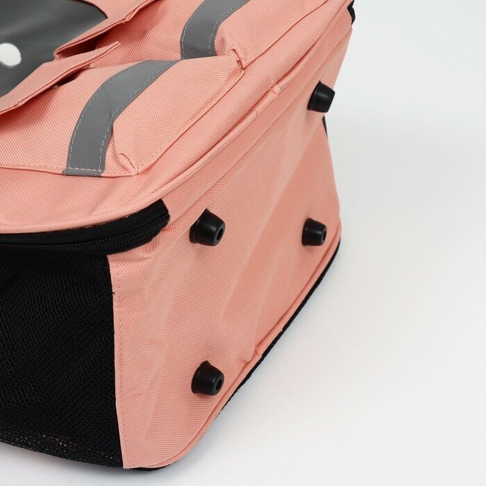 Рюкзак для переноски животных с окном для обзора, розовый - фотография № 4