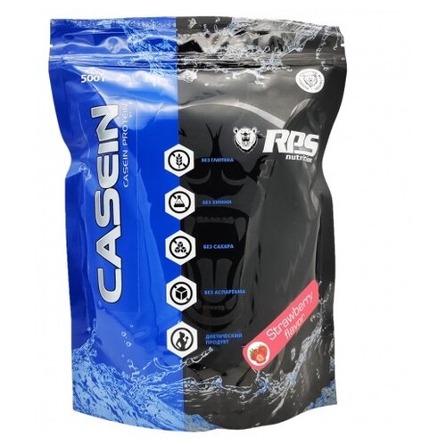 Протеин RPS Nutrition Casein Protein, 500 гр., клубника протеин rps nutrition casein protein 2270 гр ваниль