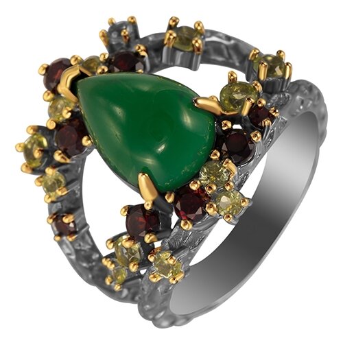 фото Element47 кольцо из серебра 925 пробы с агатом, перидотами и гранатами yr00850_ko_gr_pd_zag_001_bj, размер 17