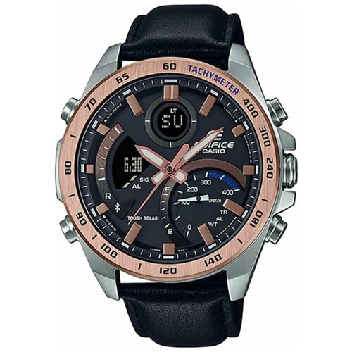 фото Наручные часы casio японские наручные часы casio edifice ecb-900gl-1b, черный, золотой