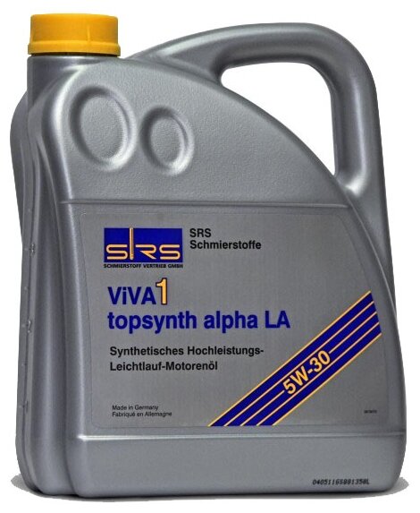 Синтетическое моторное масло SRS VIVA 1 Topsynth alpha LA 5W30, 5 л