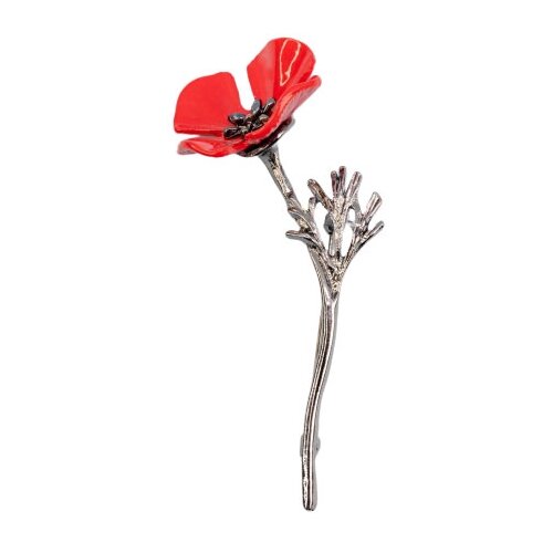 фото Брошь бижутерная цветок мака (замок-булавка, черный) 51994 otokodesign