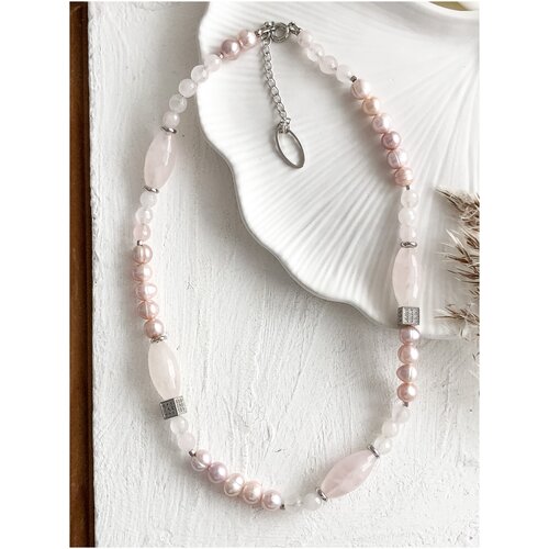 Колье из натуральных камней и натурального жемчуга