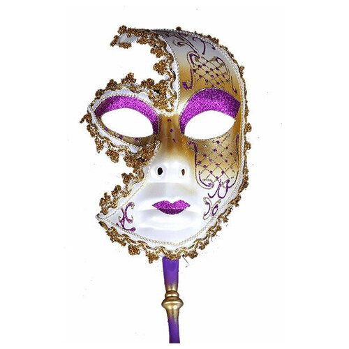 фото Фиолетовая венецианская маска с ручкой no brand