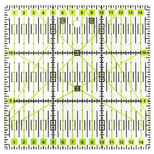 Линейка для пэчворка 15х15 см, акриловая 3 мм / Линейка закройщика