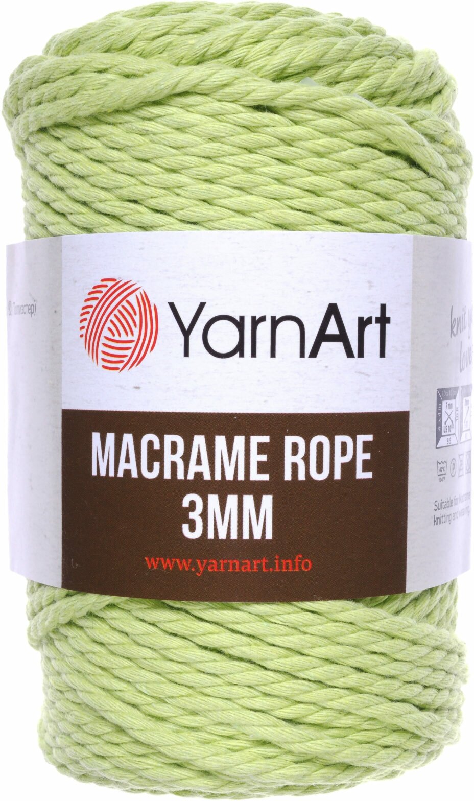 Пряжа YarnArt Macrame Rope 3mm салатовый (755), 60%хлопок/ 40%вискоза/полиэстер, 63м, 250г, 1шт