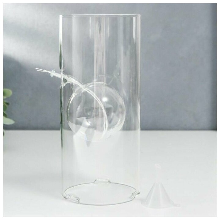 Подсвечник керосиновый стекло Цилиндр с шаром прозрачный 18 х 8 х 8 см - фотография № 2