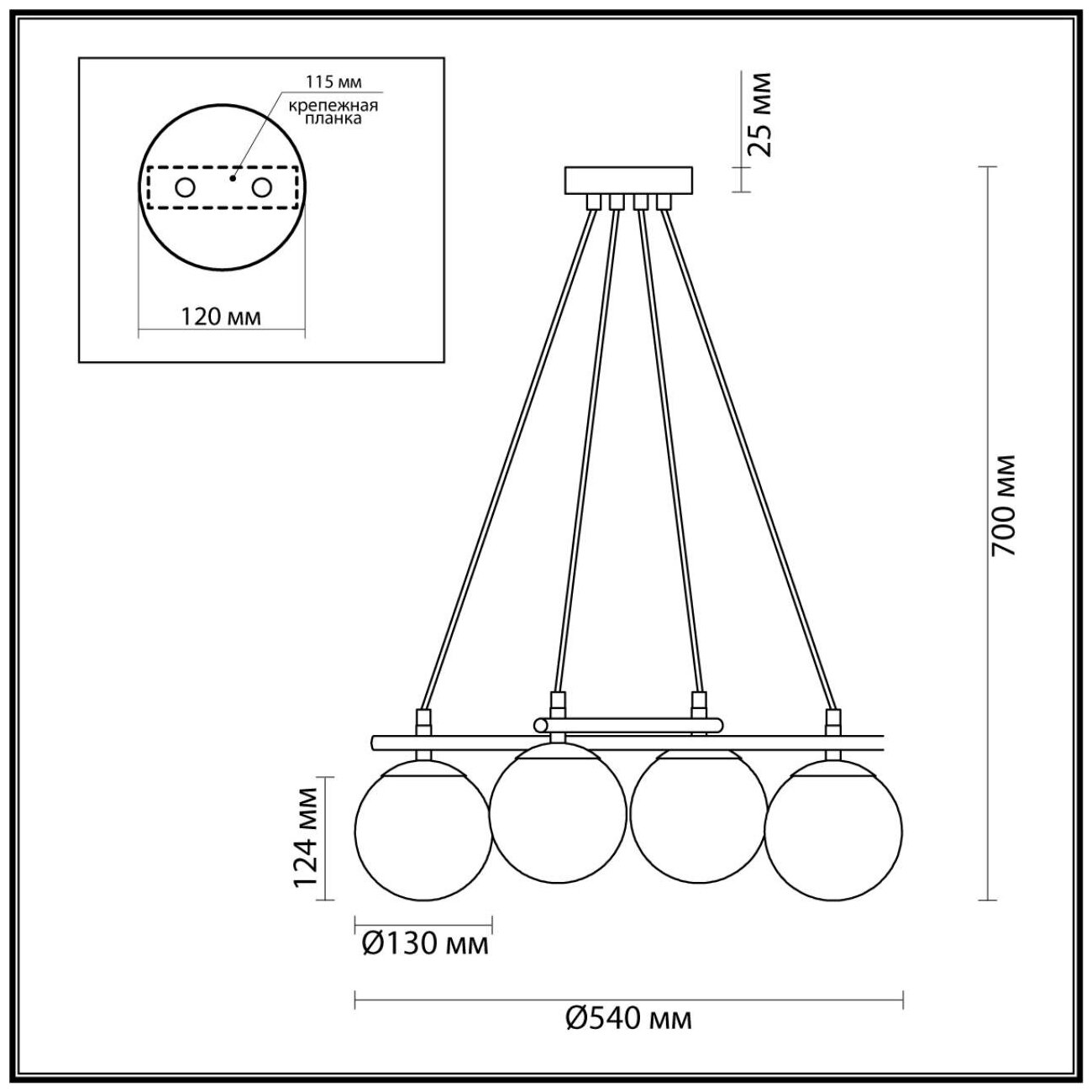 5212/4 MODERNI 094 черный, золотой Люстра E27 4*60W 220V RANDI