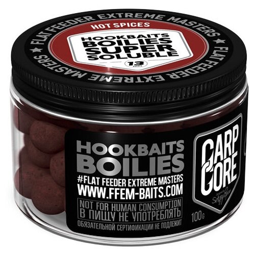 FFEM Бойлы растворимые Super Soluble HNV Boilies Hot Spices 13mm (100г) ffem бойлы растворимые super soluble boilies strawberry 13mm 100г