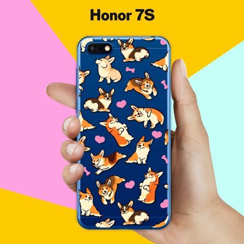 Силиконовый чехол Корги узором на Honor 7S силиконовый чехол корги узором на honor 8x