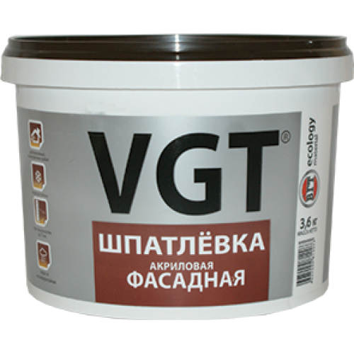 VGT ВГТ Шпатлёвка Фасадная водостойкая 18кг шпатлёвка вгт акриловая фасадная 3 6 кг