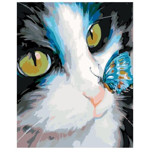 картина по номерам рыжий кот и бабочка Картина по номерам Кот и бабочка, 40x50 см