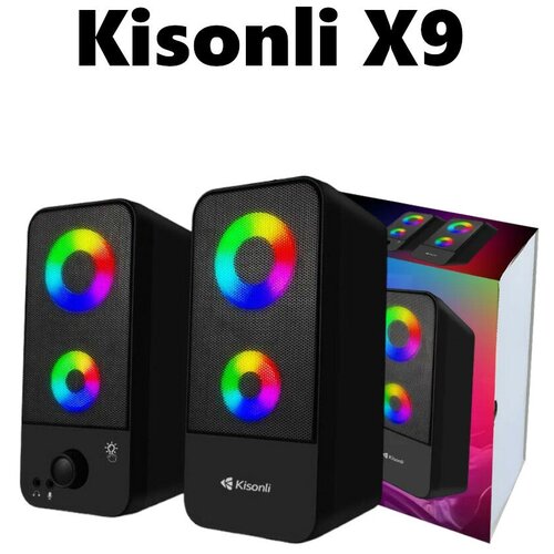 Колонки для музыки ПК ноутбука Цветная подсветка Музыкальные аудиоколонки стерео 99000₽