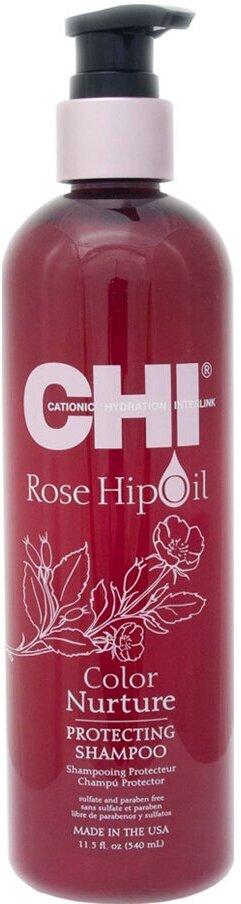 Chi Rose Hip Oil Protecting Shampoo - Чи Роуз Хип Ойл Протектинг Шампунь для поддержания цвета "Масло дикой розы", 340 мл -